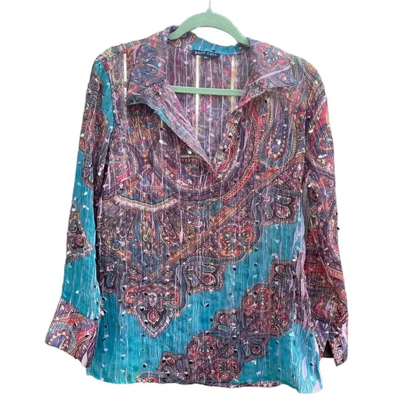 BOHO CHIC SEQUIN TUNIC TOP - Picture 1 of 3